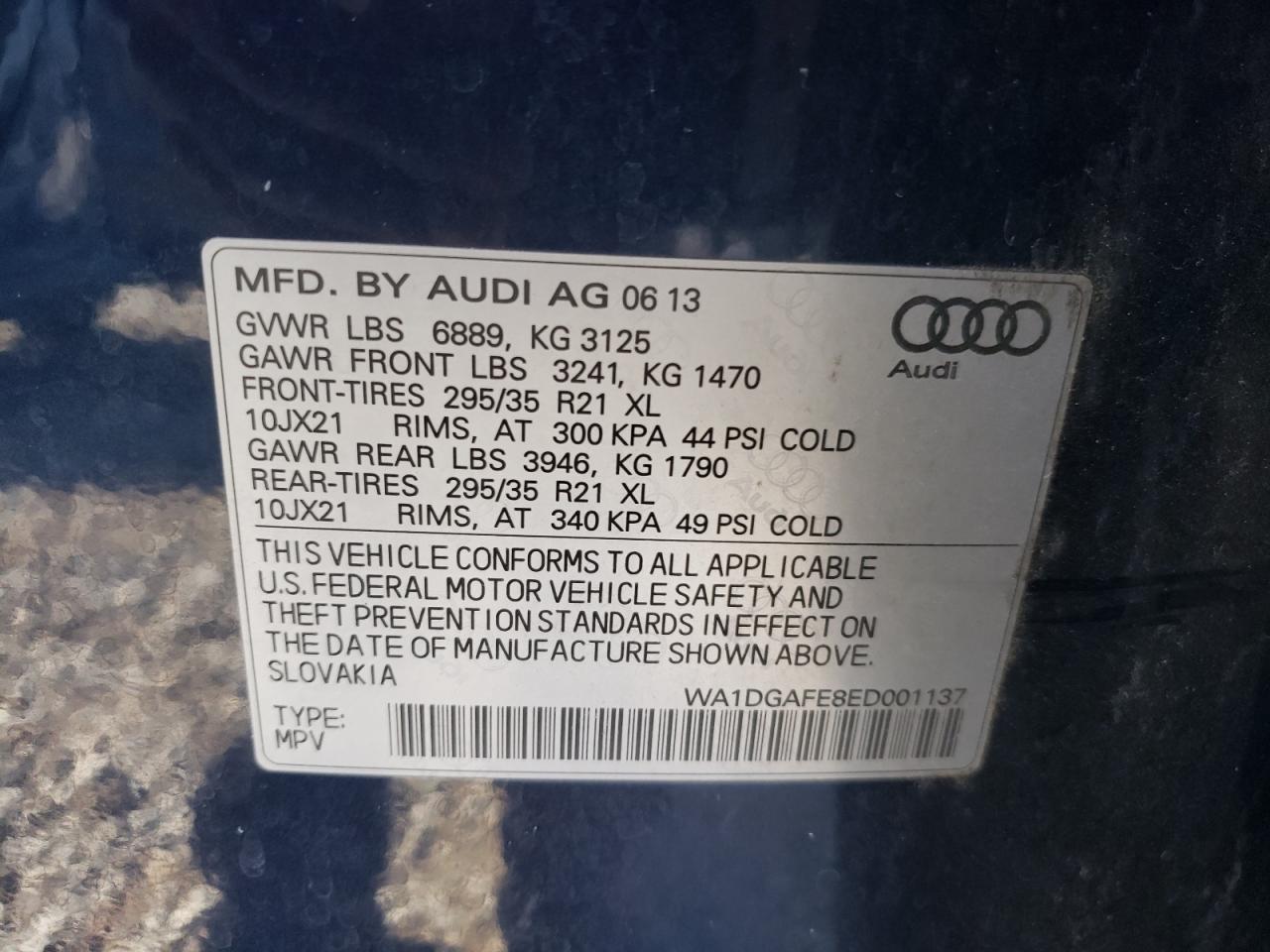 Photo 10 from auction – 2014 AUDI Q7 PRESTIG with VIN WA1DGAFE8ED001137