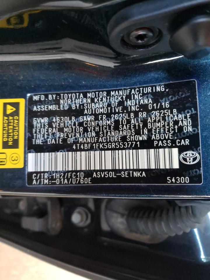 Photo 10 from auction – 2016 TOYOTA CAMRY LE with VIN 4T4BF1FK5GR553771
