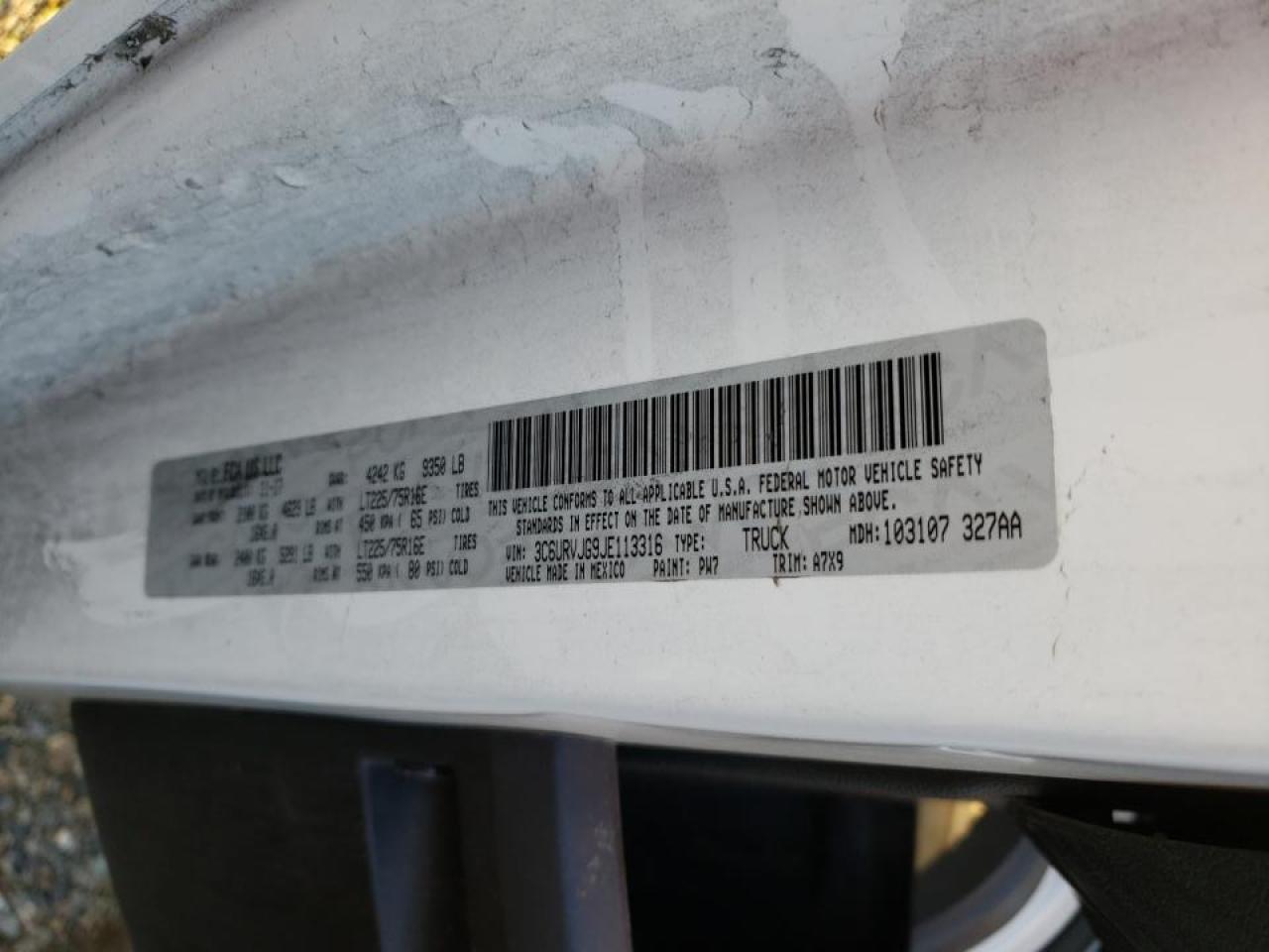 Photo 10 from auction – 2018 RAM PROMASTER with VIN 3C6URVJG9JE113316