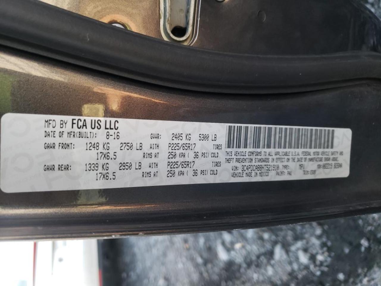 Photo 10 from auction – 2017 DODGE JOURNEY SE with VIN 3C4PDCAB8HT521910