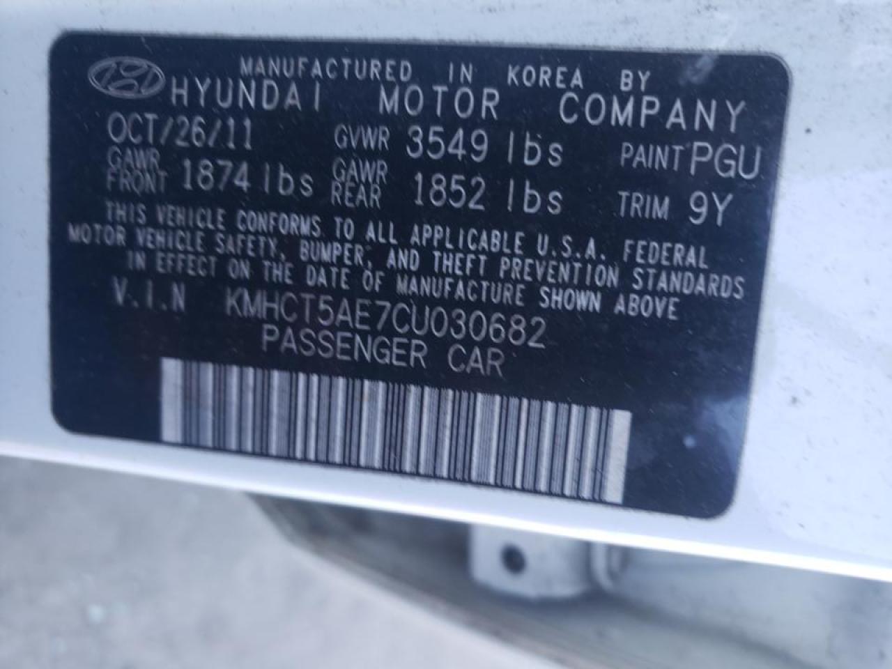 Photo 10 from auction – 2012 HYUNDAI ACCENT GLS with VIN KMHCT5AE7CU030682