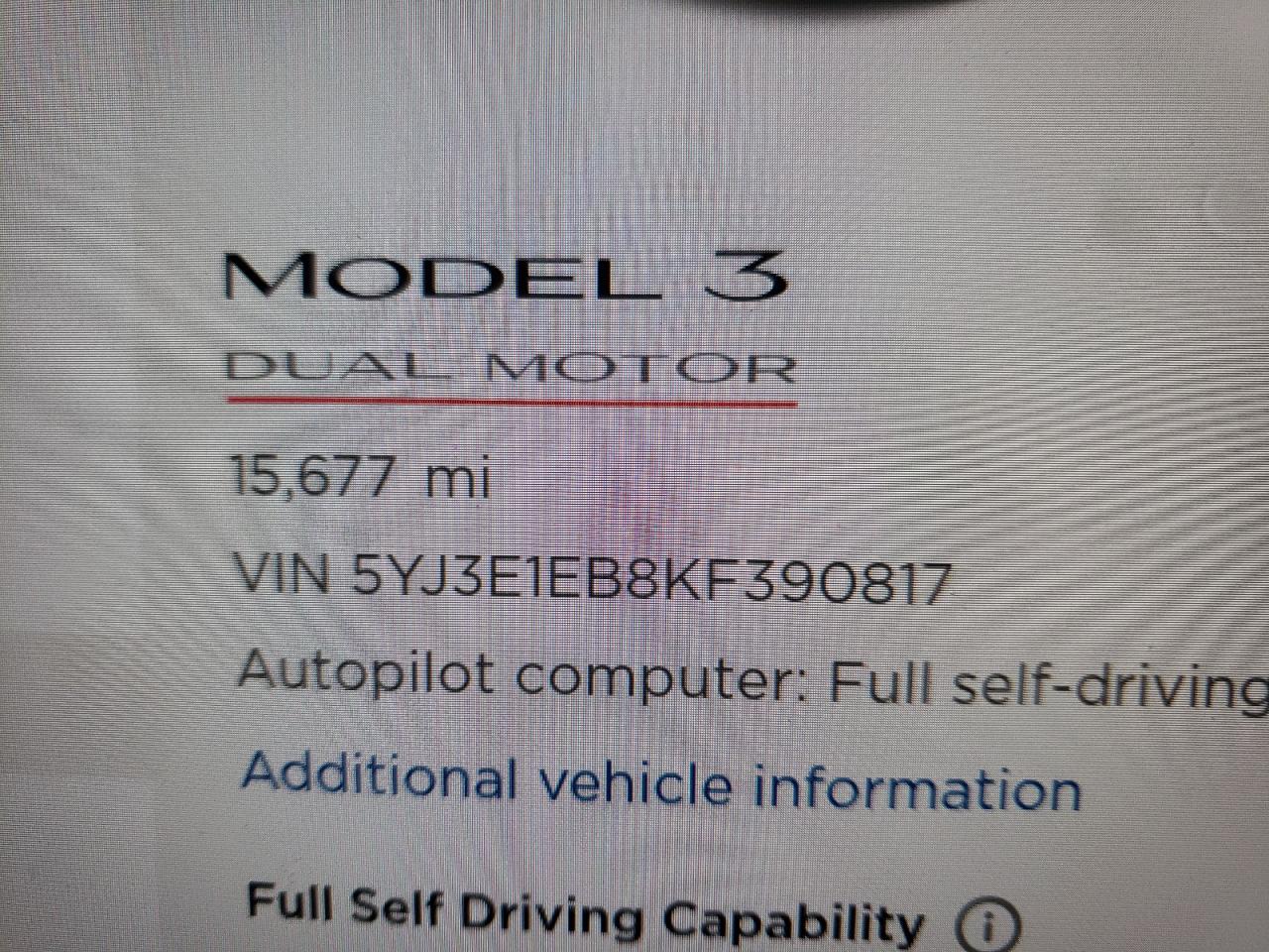 Photo 8 from auction – 2019 TESLA MODEL 3 with VIN 5YJ3E1EB8KF390817