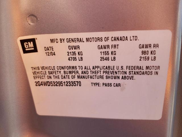 Zdjęcie 10 z aukcji – 2005 BUICK LACROSSE C z VIN 2G4WD532951233570