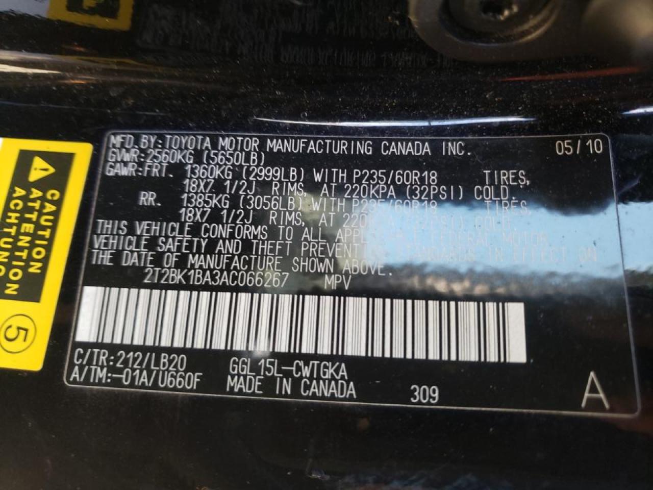 Photo 10 from auction – 2010 LEXUS RX 350 with VIN 2T2BK1BA3AC066267