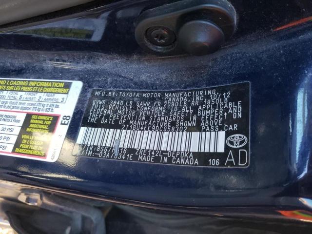 Photo 10 from auction – 2013 TOYOTA COROLLA BA with VIN 2T1BU4EE9DC958302