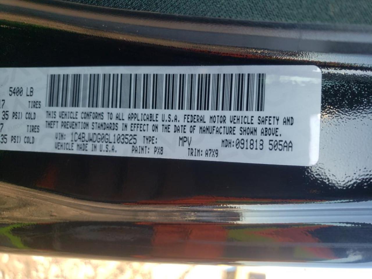 Photo 10 from auction – 2016 JEEP WRANGLER U with VIN 1C4BJWDG0GL103525