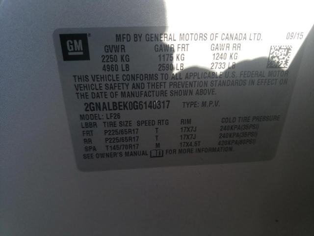 Photo 10 from auction – 2016 CHEVROLET EQUINOX LS with VIN 2GNALBEK0G6140317