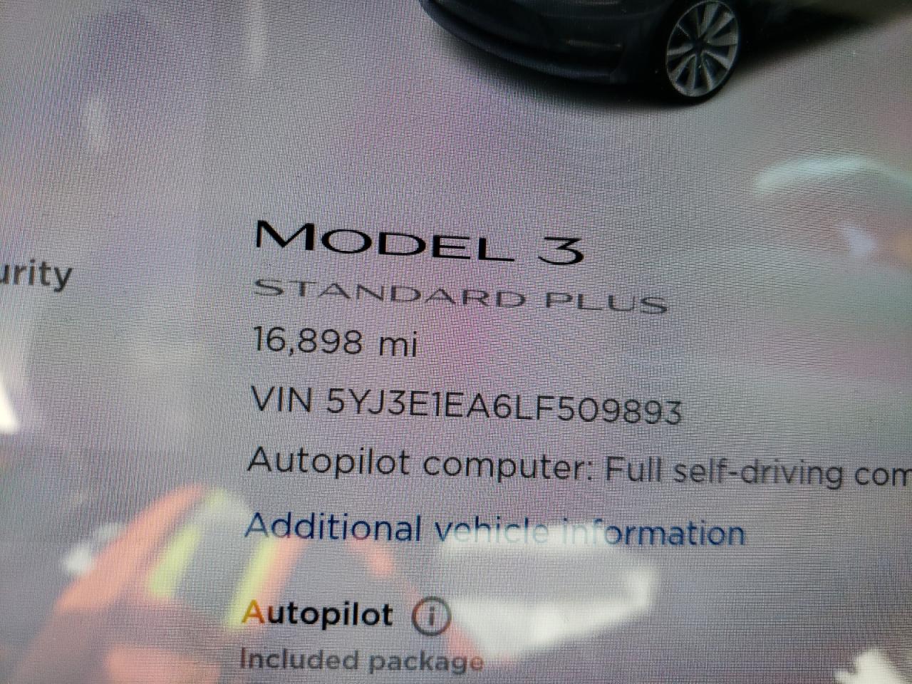Photo 8 from auction – 2020 TESLA MODEL 3 with VIN 5YJ3E1EA6LF509893