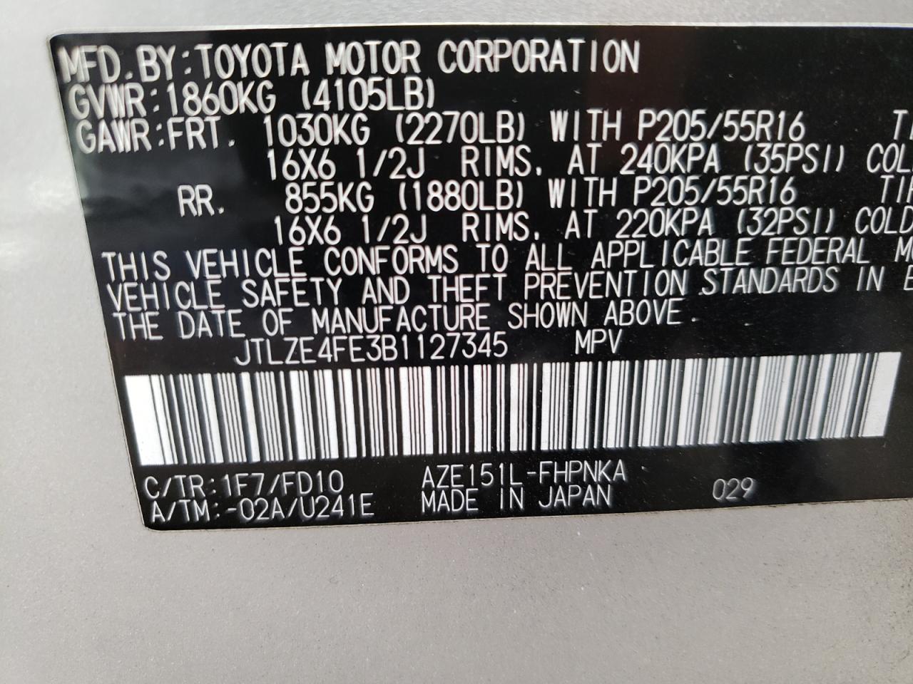Photo 10 from auction – 2011 TOYOTA SCION XB with VIN JTLZE4FE3B1127345