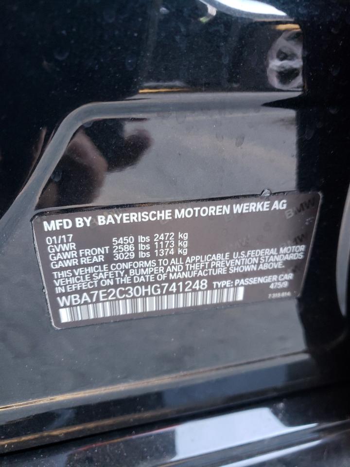 Photo 10 from auction – 2017 BMW 740 I with VIN WBA7E2C30HG741248