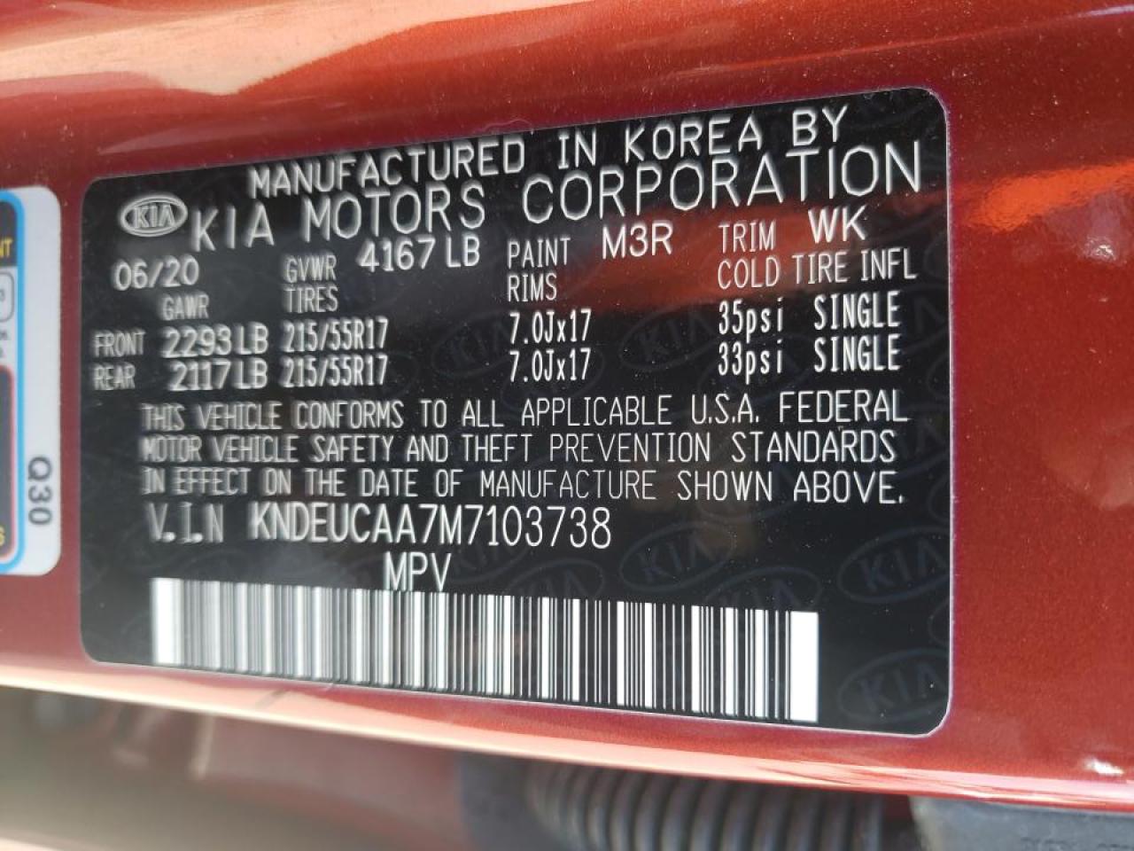 Photo 10 from auction – 2021 KIA SELTOS S with VIN KNDEUCAA7M7103738