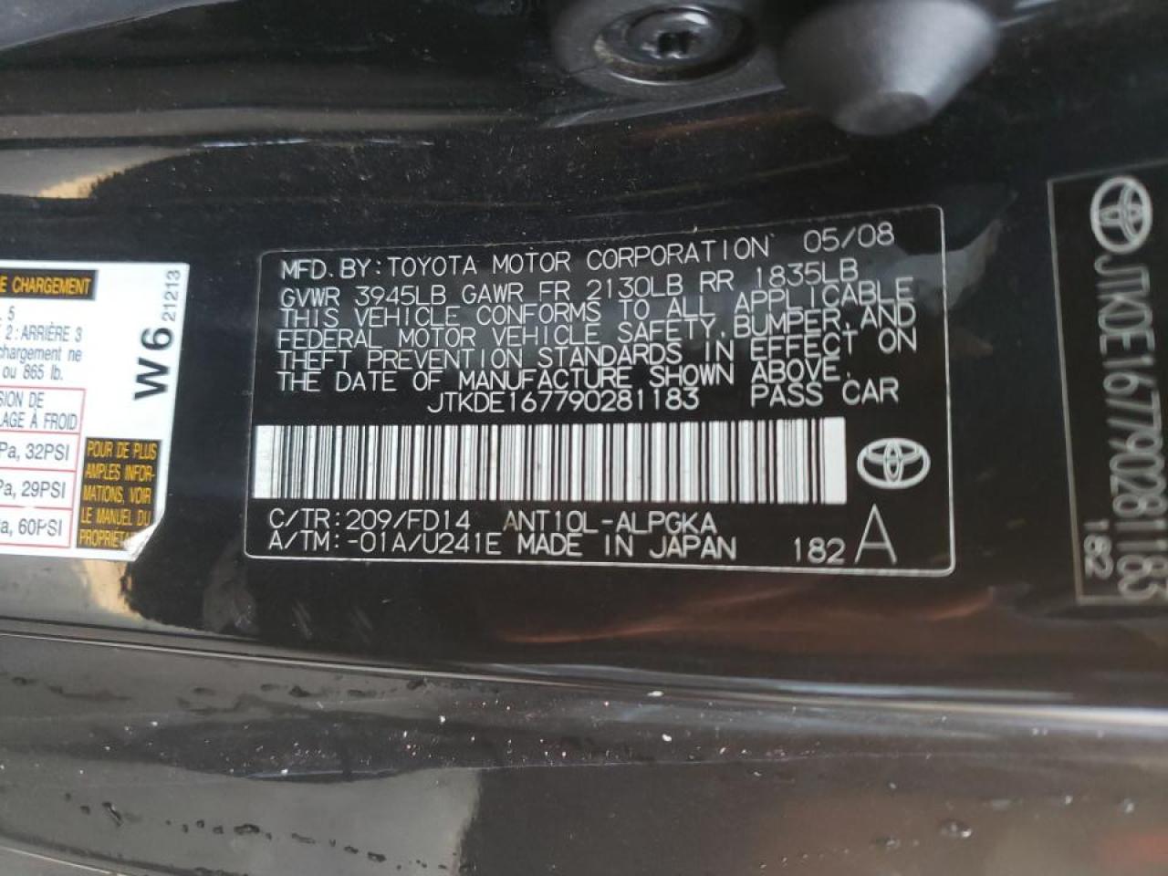 Photo 10 from auction – 2009 SCION TC with VIN JTKDE167790281183