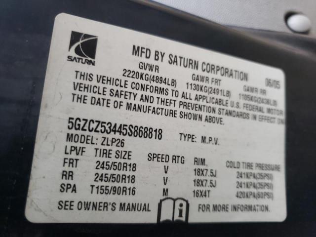 Photo 10 from auction – 2005 SATURN VUE with VIN 5GZCZ53445S868818