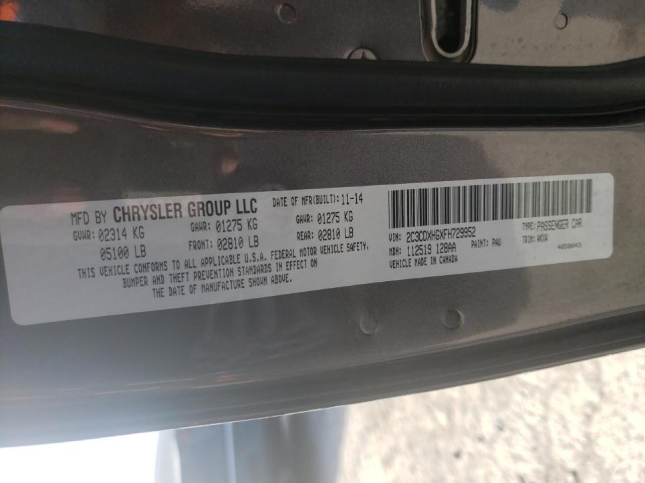 Photo 10 from auction – 2015 DODGE CHARGER SX with VIN 2C3CDXHGXFH729952