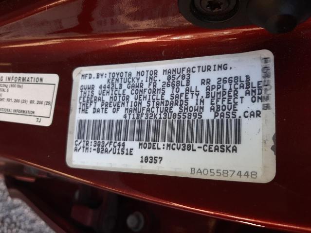 Photo 10 from auction – 2003 TOYOTA CAMRY LE with VIN 4T1BF32K13U055895