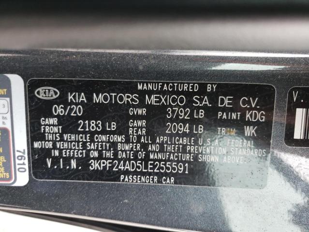Photo 10 from auction – 2020 KIA FORTE FE with VIN 3KPF24AD5LE255591
