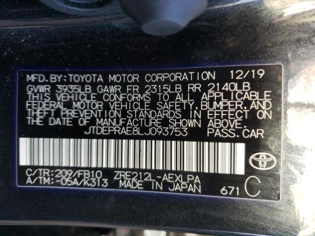 Photo 10 from auction – 2020 TOYOTA COROLLA LE with VIN JTDEPRAE8LJ093753