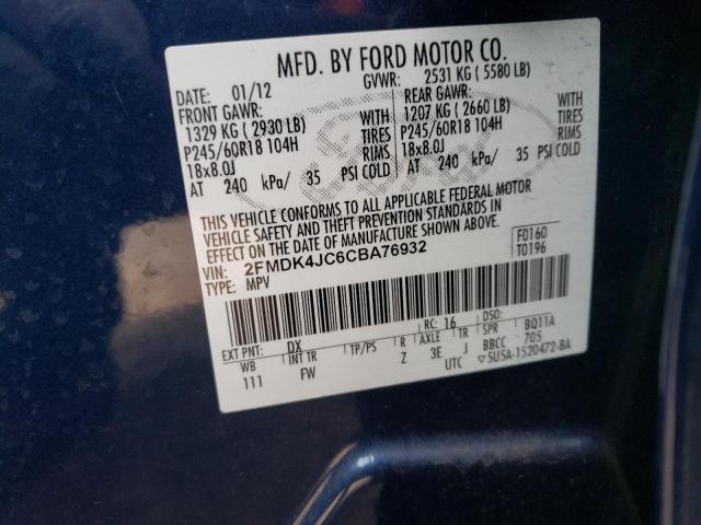 Photo 10 from auction – 2012 FORD EDGE SEL with VIN 2FMDK4JC6CBA76932