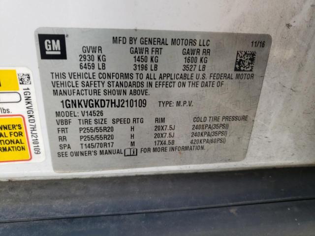Photo 10 from auction – 2017 CHEVROLET TRAVERSE L with VIN 1GNKVGKD7HJ210109