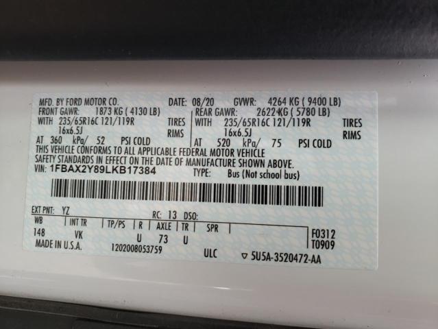 Photo 10 from auction – 2020 FORD TRANSIT T- with VIN 1FBAX2Y89LKB17384