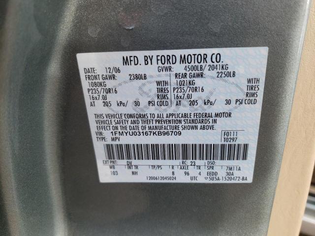 Photo 10 from auction – 2007 FORD ESCAPE XLT with VIN 1FMYU03167KB96709