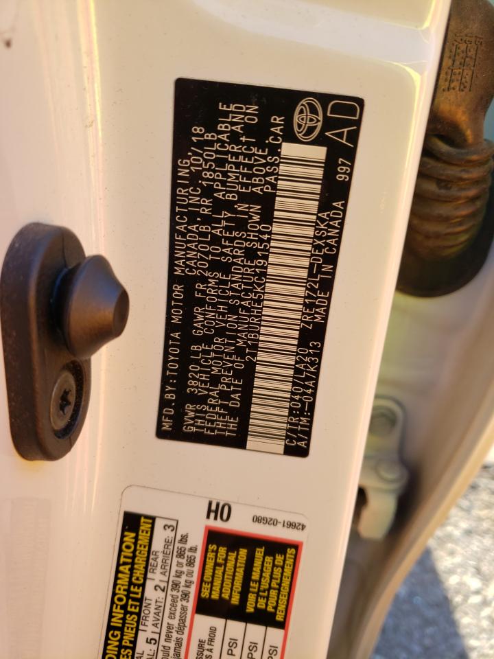 Photo 10 from auction – 2019 TOYOTA COROLLA L with VIN 2T1BURHE5KC191540