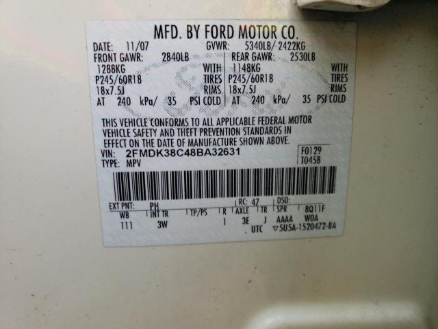 Photo 10 from auction – 2008 FORD EDGE SEL with VIN 2FMDK38C48BA32631