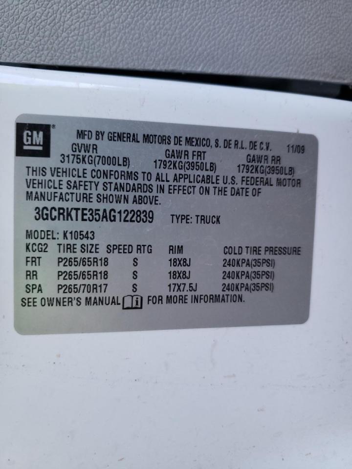 Photo 10 from auction – 2010 CHEVROLET SILVERADO with VIN 3GCRKTE35AG122839