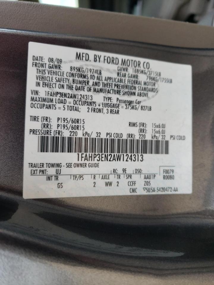 Photo 10 from auction – 2010 FORD FOCUS S with VIN 1FAHP3EN2AW124313