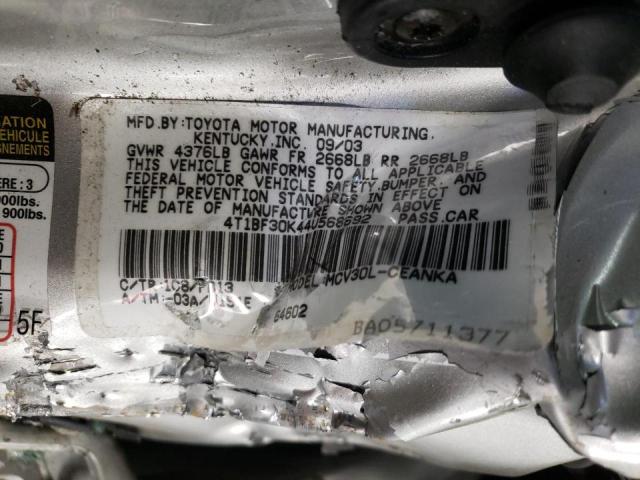 Photo 10 from auction – 2004 TOYOTA CAMRY LE with VIN 4T1BF30K44U568692