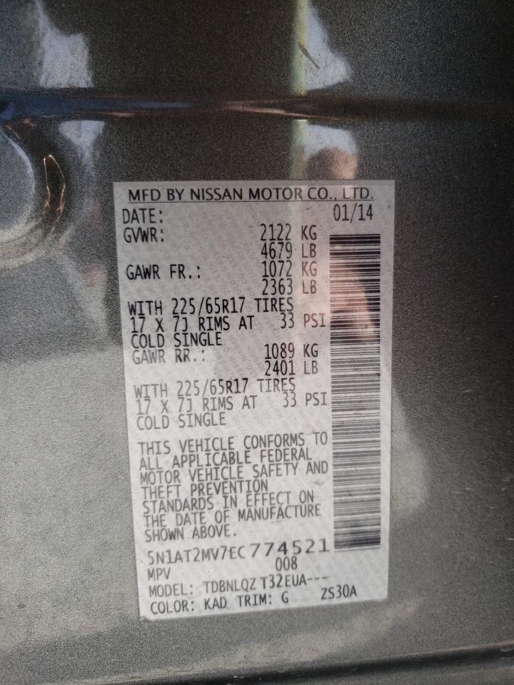 Photo 10 from auction – 2014 NISSAN ROGUE S with VIN 5N1AT2MV7EC774521