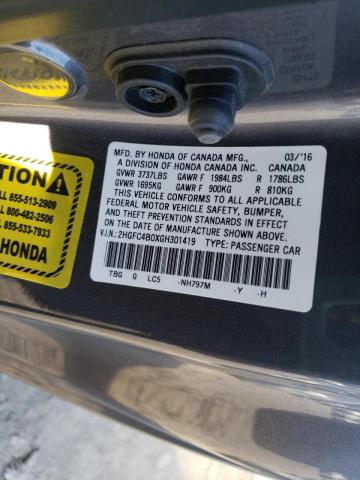 Photo 10 from auction – 2016 HONDA CIVIC LX with VIN 2HGFC4B0XGH301419