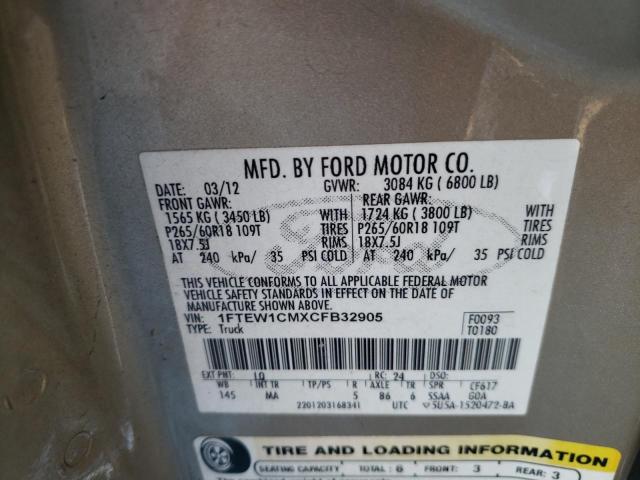 Photo 10 from auction – 2012 FORD F150 SUPER with VIN 1FTEW1CMXCFB32905