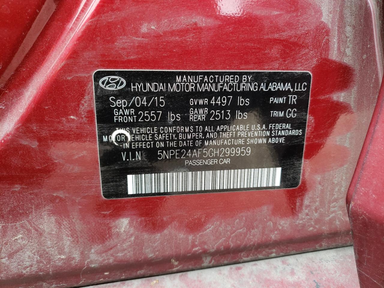 Photo 10 from auction – 2016 HYUNDAI SONATA SE with VIN 5NPE24AF5GH299959