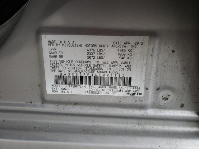 Photo 10 from auction – 2012 MITSUBISHI GALANT ES with VIN 4A32B3FF4CE021132