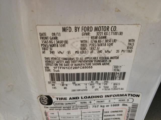 Photo 10 from auction – 2011 FORD F150 SUPER with VIN 1FTFW1CF2BFC85055
