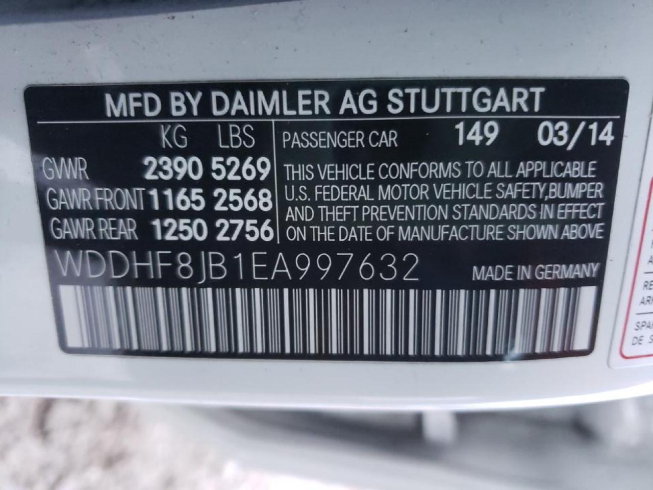 Photo 10 from auction – 2014 MERCEDES-BENZ E 350 4MAT with VIN WDDHF8JB1EA997632