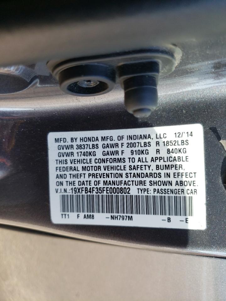 Photo 10 from auction – 2015 HONDA CIVIC HYBR with VIN 19XFB4F35FE000802