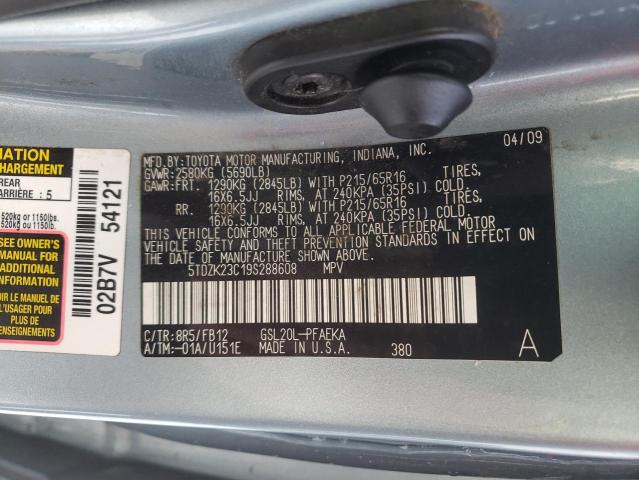 Photo 10 from auction – 2009 TOYOTA SIENNA with VIN 5TDZK23C19S288608