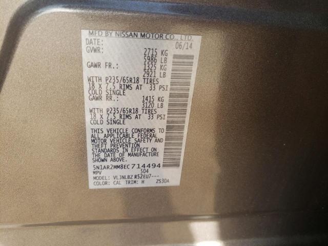 Photo 10 from auction – 2014 NISSAN PATHFINDER with VIN 5N1AR2MM8EC714494