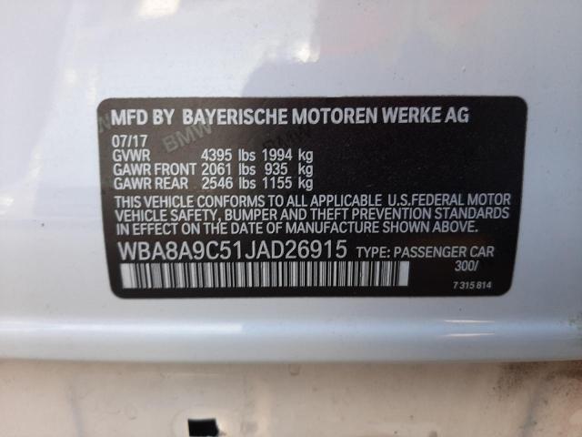 Photo 10 from auction – 2018 BMW 320 I with VIN WBA8A9C51JAD26915