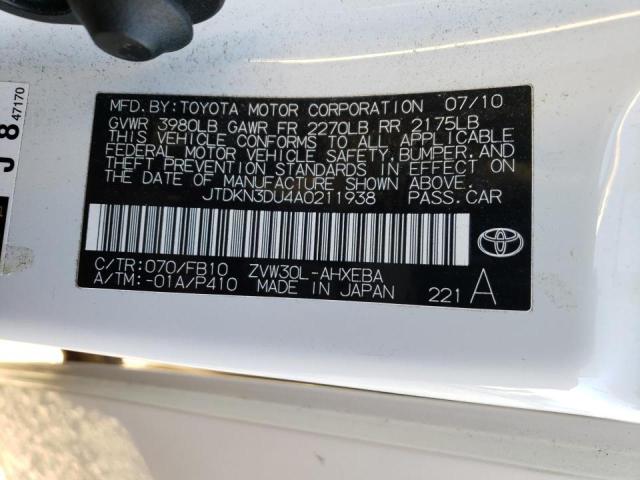 Photo 10 from auction – 2010 TOYOTA PRIUS with VIN JTDKN3DU4A0211938