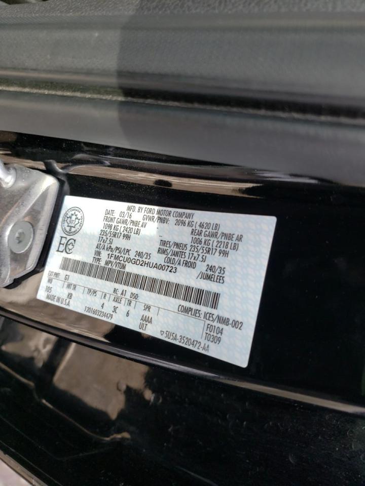 Photo 10 from auction – 2017 FORD ESCAPE SE with VIN 1FMCU0GD2HUA00723