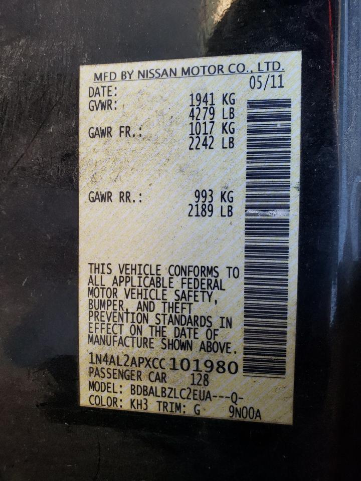 Zdjęcie 10 z aukcji – 2012 NISSAN ALTIMA BAS z VIN 1N4AL2APXCC101980
