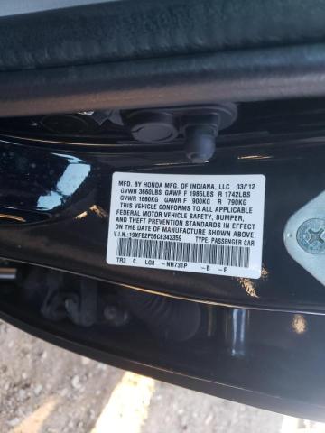 Photo 10 from auction – 2012 HONDA CIVIC LX with VIN 19XFB2F56CE343359