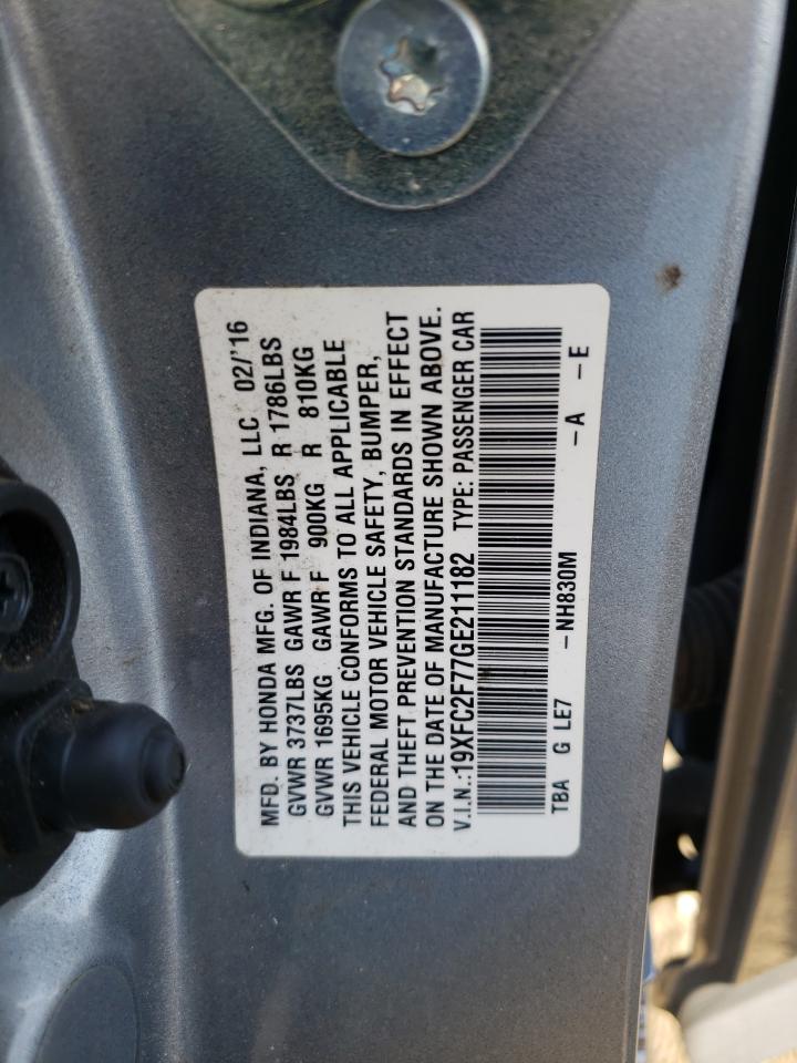 Photo 10 from auction – 2016 HONDA CIVIC EX with VIN 19XFC2F77GE211182