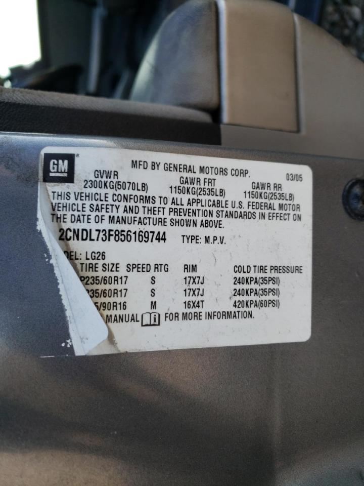 Photo 10 from auction – 2005 CHEVROLET EQUINOX LT with VIN 2CNDL73F856169744