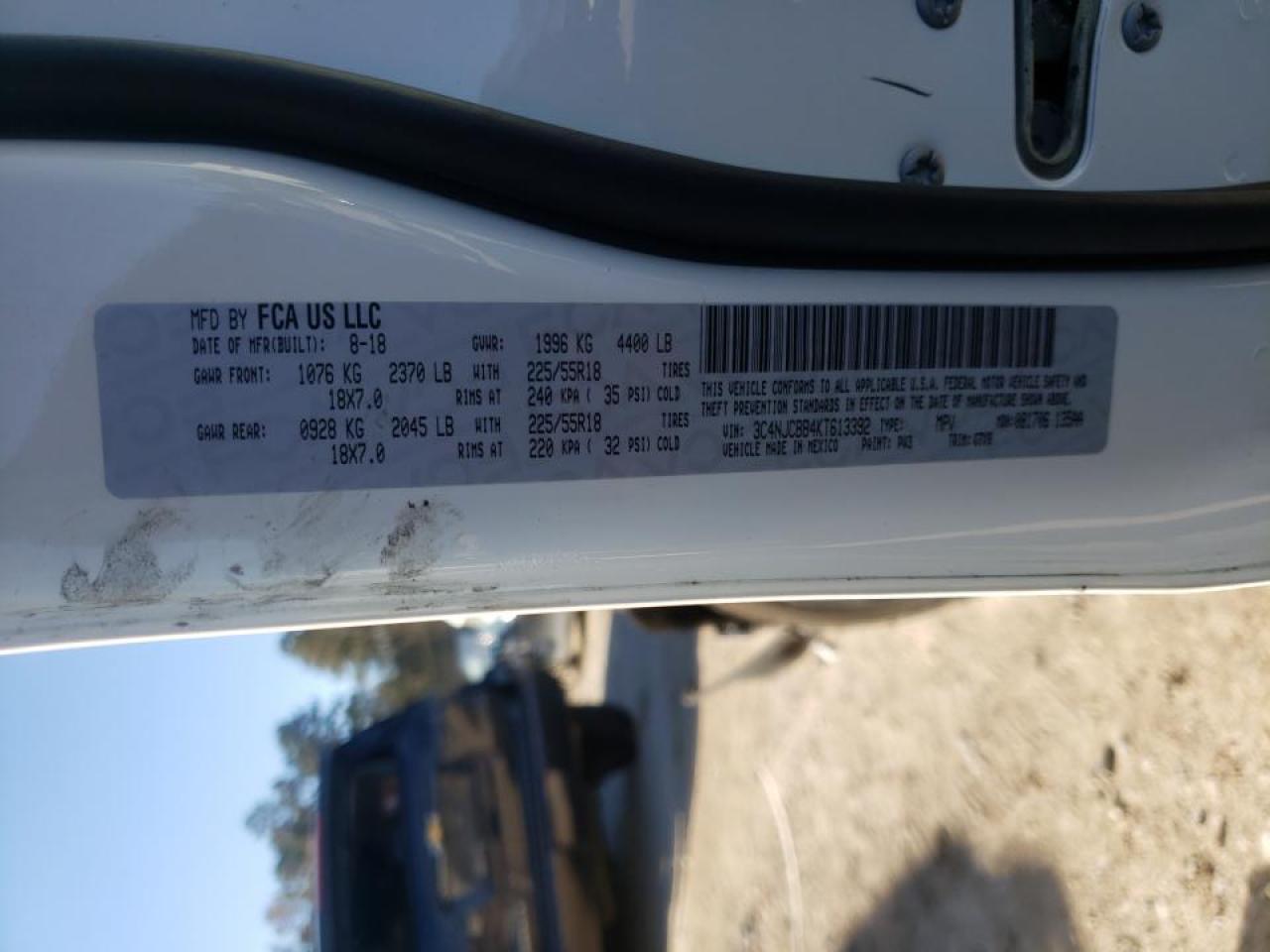 Photo 10 from auction – 2019 JEEP COMPASS LA with VIN 3C4NJCBB4KT613392