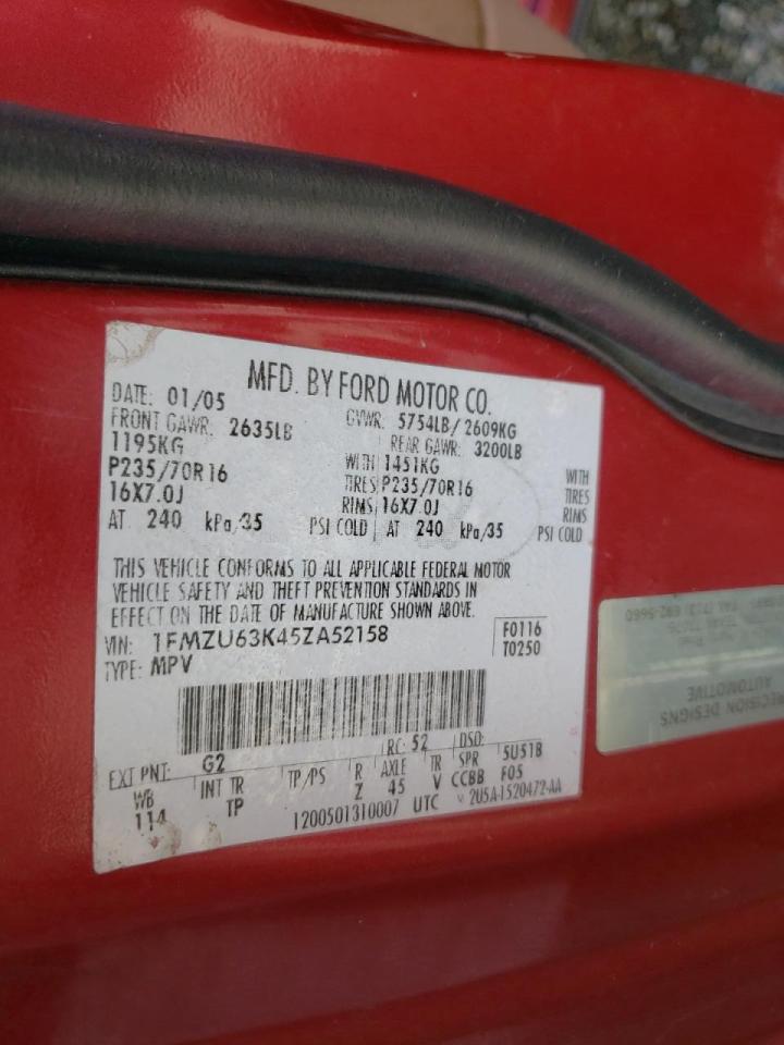 Photo 10 from auction – 2005 FORD EXPLORER X with VIN 1FMZU63K45ZA52158