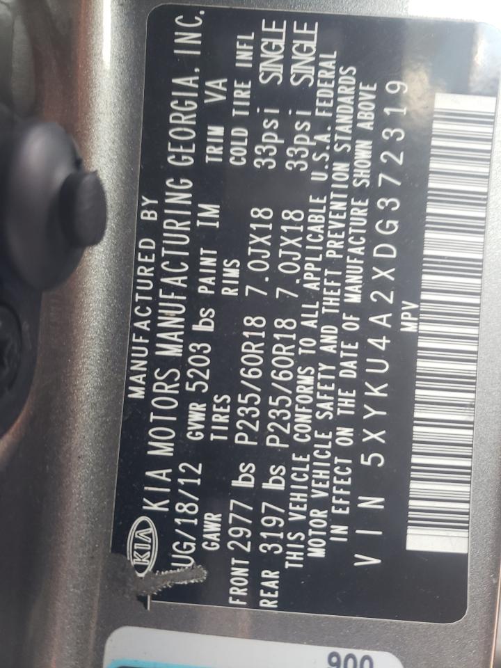 Photo 10 from auction – 2013 KIA SORENTO EX with VIN 5XYKU4A2XDG372319